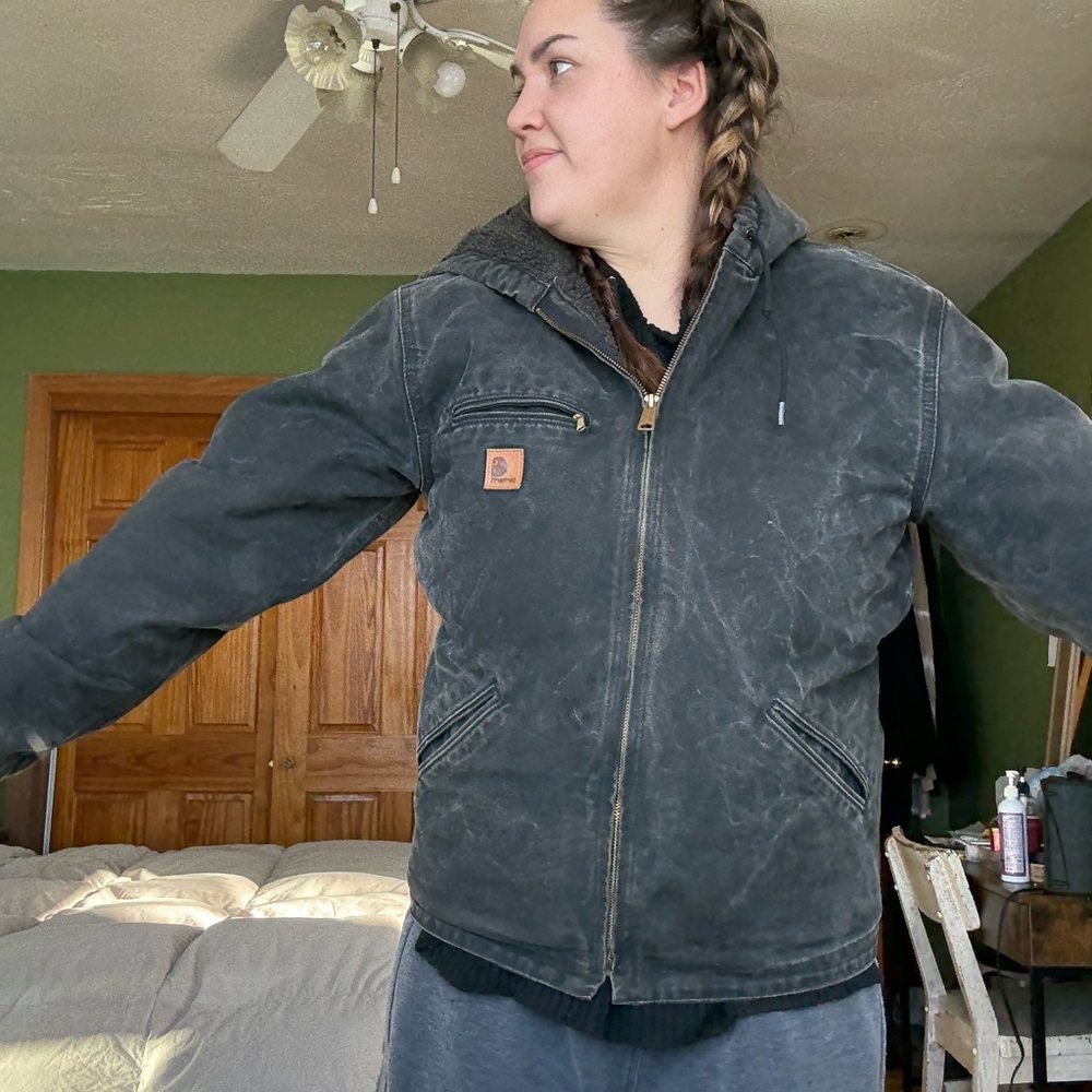 Carhartt Black Hooded Jacket Sherpa